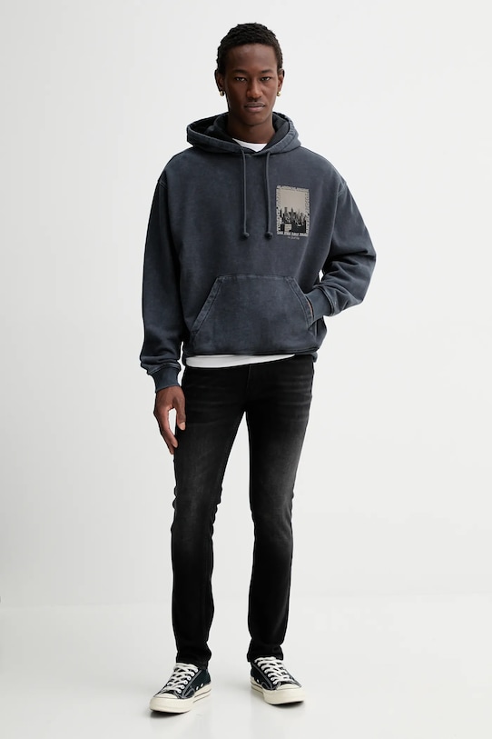 Βαμβακερή μπλούζα Tommy Jeans DM0DM22090 σκούρο μπλε NC25