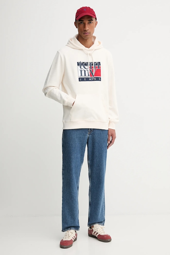 Памучен суичър Tommy Jeans DM0DM22092 бежов AW25