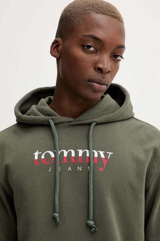 Bavlnená mikina Tommy Jeans zelená DM0DM22113