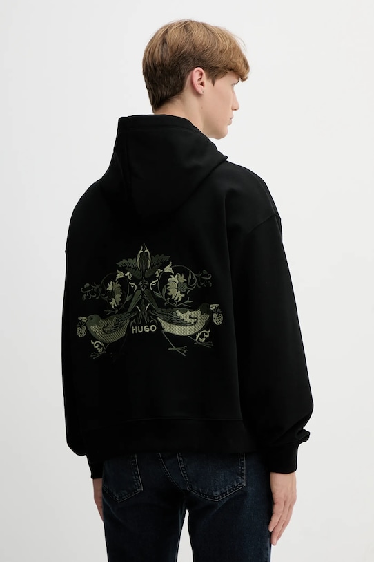 HUGO hanorac de bumbac imprimeu negru 50542558
