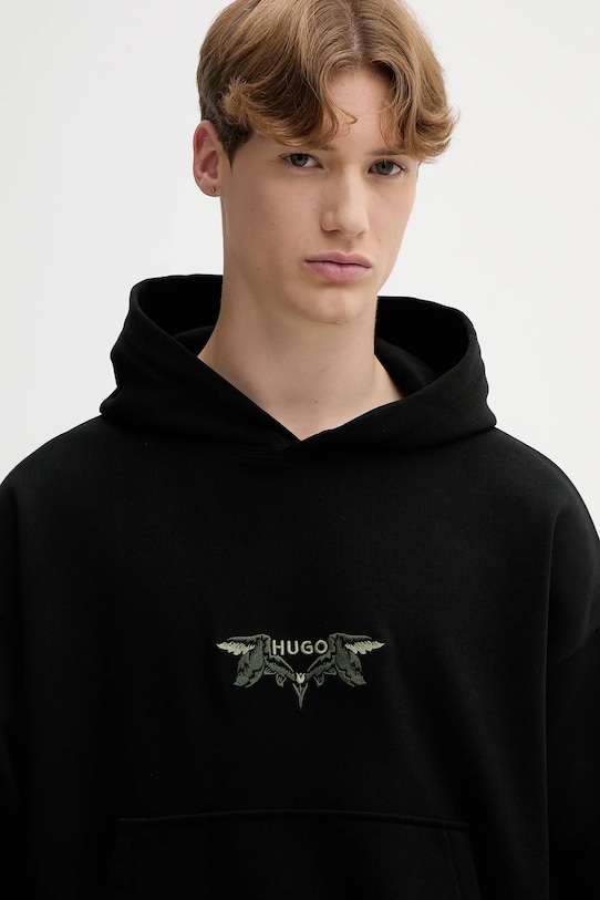 HUGO hanorac de bumbac negru 50542558