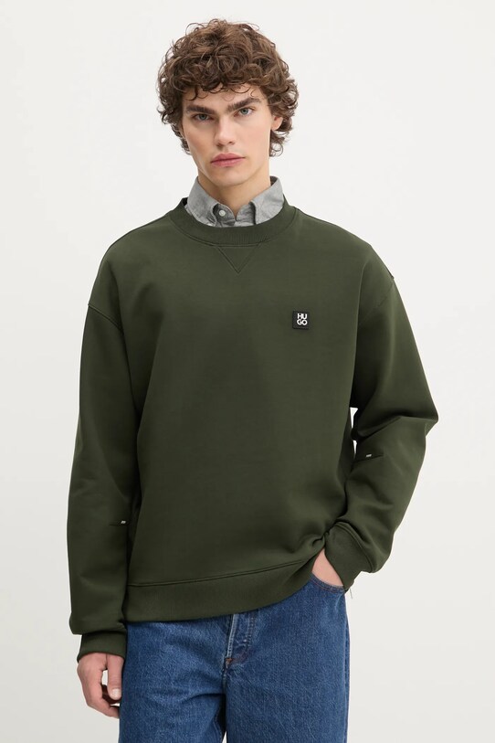 HUGO bluză uni verde 50542593