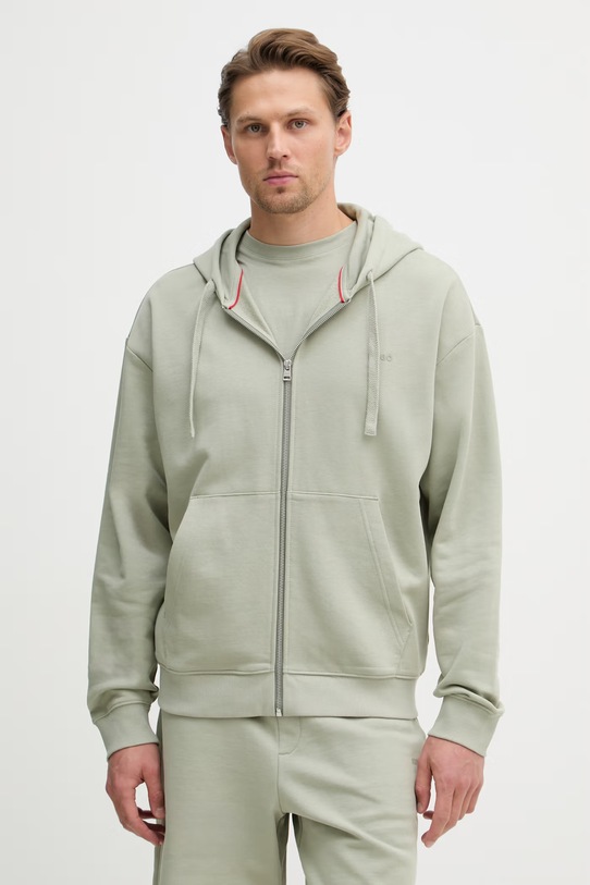 HUGO mikina s kapucňou pánska Dapozip zelená 50548651