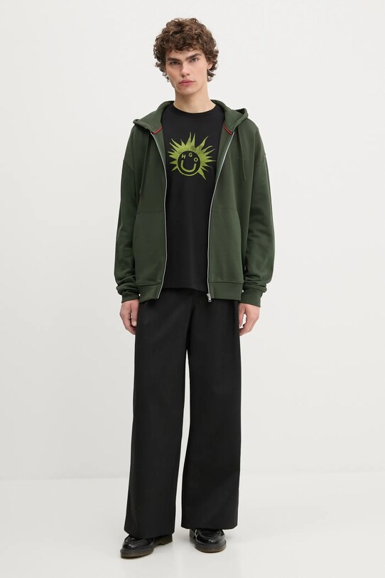 Bombažen pulover HUGO 50548651 zelena AW25