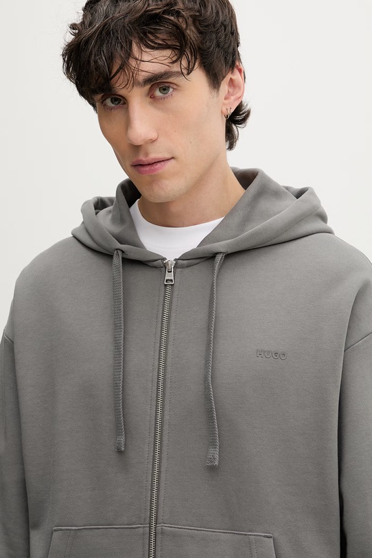 HUGO mikina s kapucňou pánska Dapozip sivá 50548651