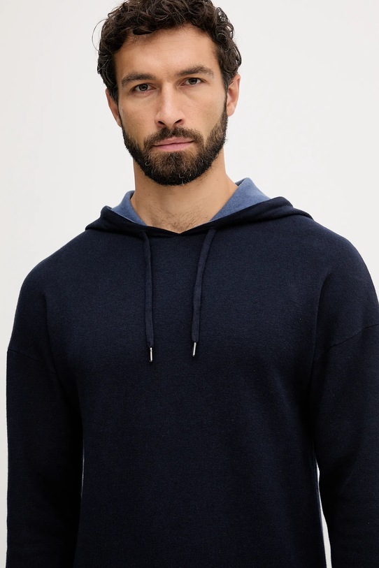 United Colors of Benetton sweter z dodatkiem wełny granatowy 1Y6SK201X