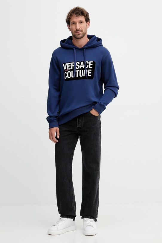 Versace Jeans Couture pamut melegítőfelső 79GAIP05.CF07P sötétkék AW25