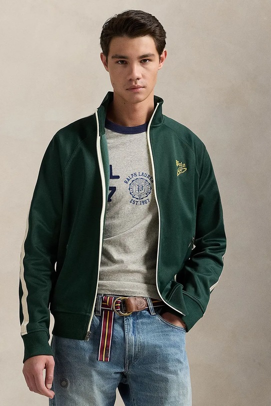 Μπλούζα Polo Ralph Lauren Lstrackjktm1 Long Sleeve Full Zip λείο πράσινο 710971833