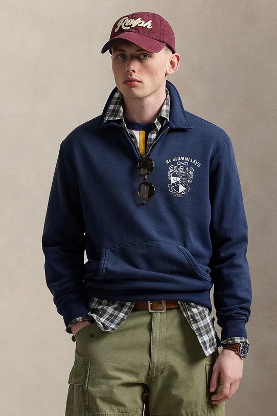 Polo Ralph Lauren bluza Lszipmnm1 Long Sleeve bez kaptura granatowy 710971834