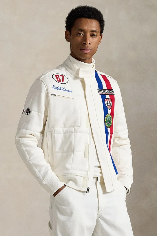 Μπλούζα Polo Ralph Lauren Lsfztrkjktm2 Long Sleeve Full Zip απλικέ λευκό 710972332