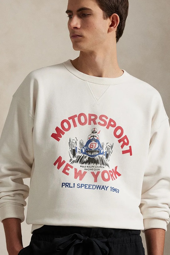 Pamučna dukserica Polo Ralph Lauren Lscnvfm2 Long Sleeve bijela 710972336