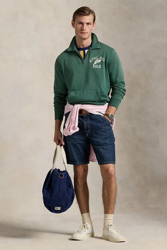 Clothing Polo Ralph Lauren cotton sweatshirt Lscnm3 Long Sleeve Half Zip 710972670 green