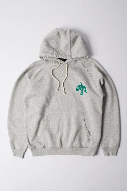 Bavlnená mikina by Parra Crow logo hooded nášivka sivá 54325.