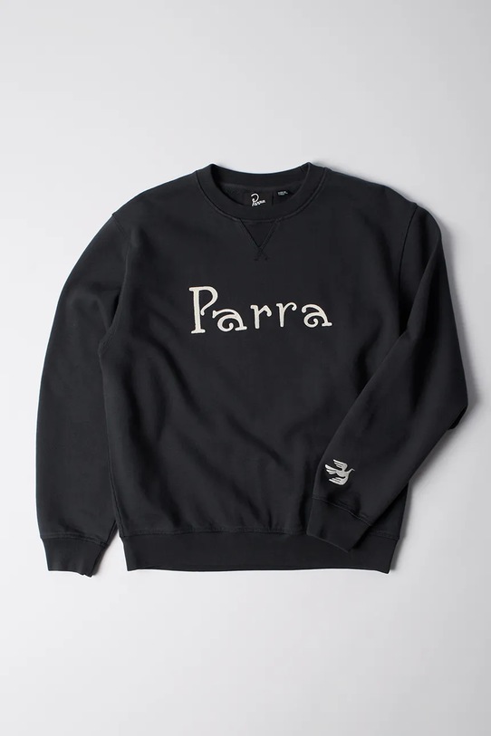 Bavlnená mikina by Parra Weird trad logo potlač tmavomodrá 54320.