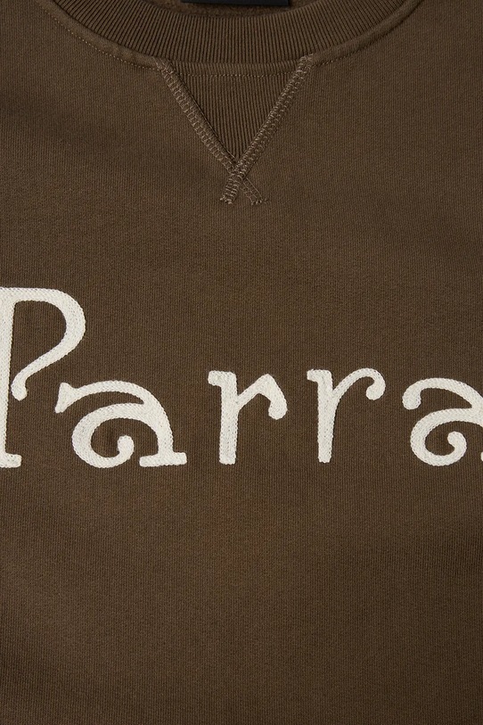 Βαμβακερή μπλούζα by Parra Weird trad logo 54321 καφέ AW25