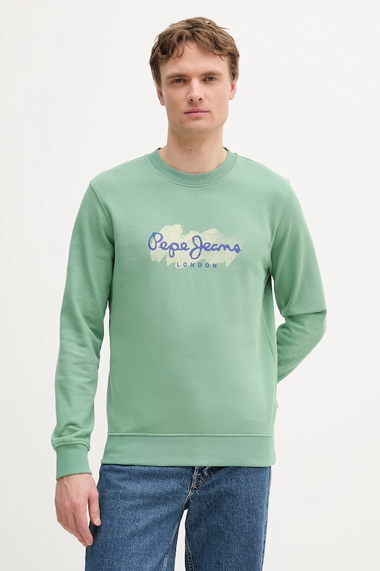 Pepe Jeans bluza bawełniana nadruk zielony PM582921