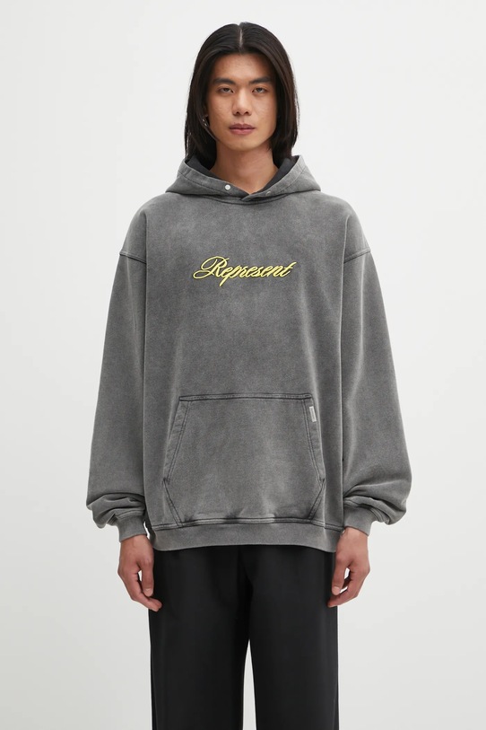 Represent bluza bawełniana Script Logo bawełna szary MLM100028