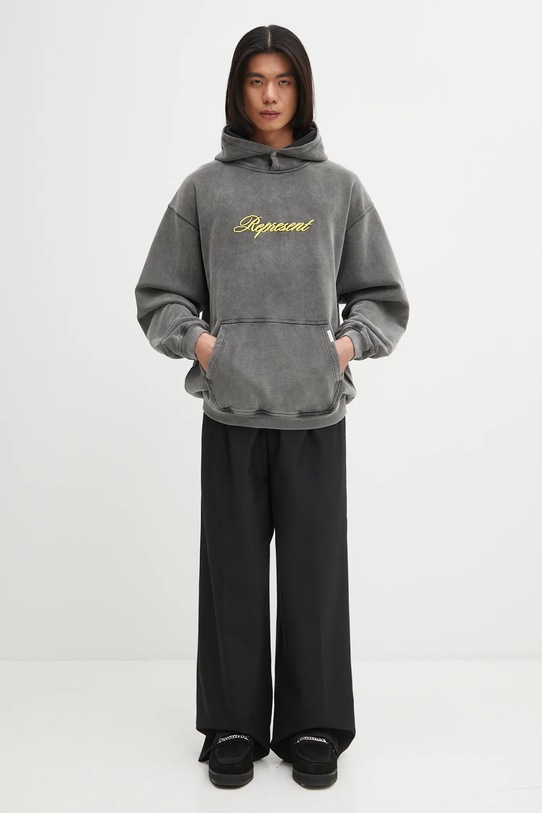 Represent bluza bawełniana Script Logo MLM100028 szary