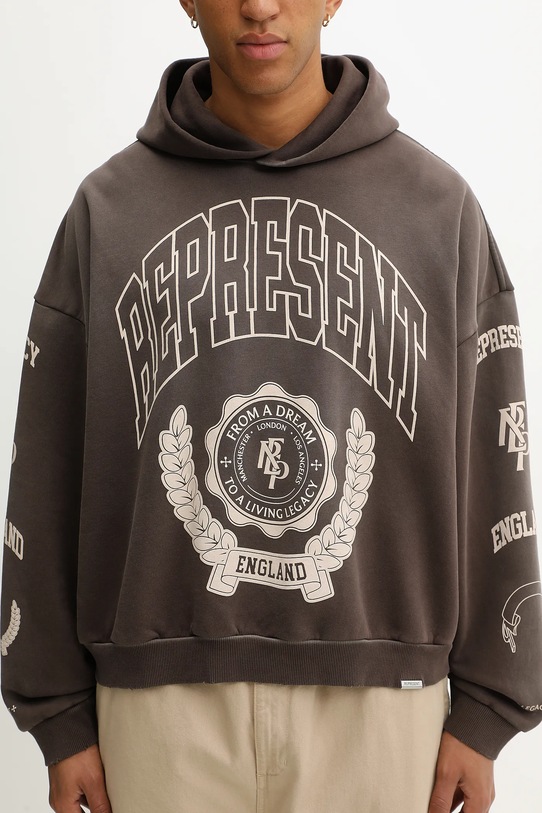 Pamučna dukserica Represent Legacy Crest smeđa MLM100372