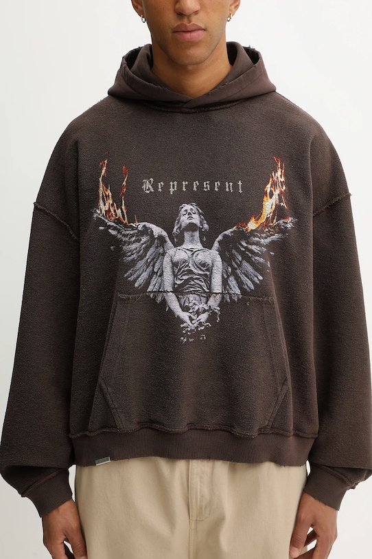 Represent bluza dwustronna bawełniana Reversible Living Legacy Tour brązowy MLM100366