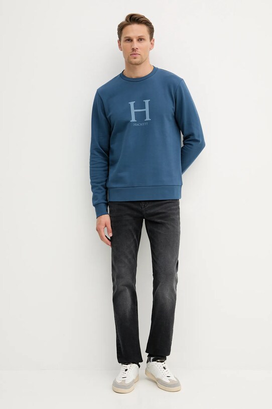 Bavlněná mikina Hackett London HM5800002 modrá AW25