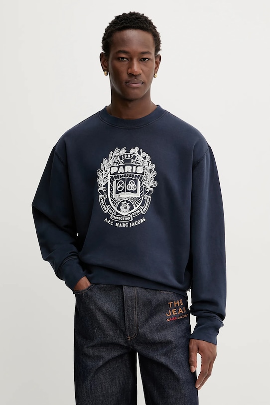 A.P.C. bluza bawełniana A.P.C. x MARC JACOBS nadruk granatowy COHKQ.H37003