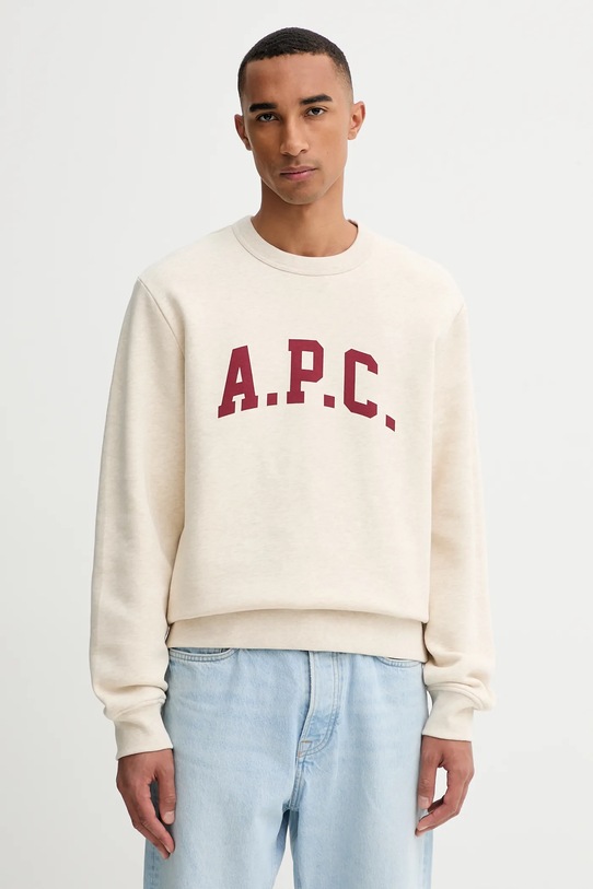 A.P.C. bluza sweat harris - GOTS z elastanem beżowy COHBR.H37012