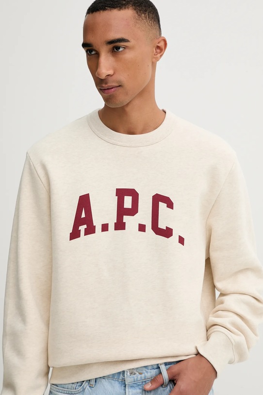 A.P.C. bluza sweat harris - GOTS beżowy COHBR.H37012