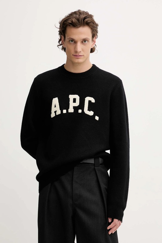 A.P.C. sweter wełniany pull jay okrągły czarny WVBDK.H23458