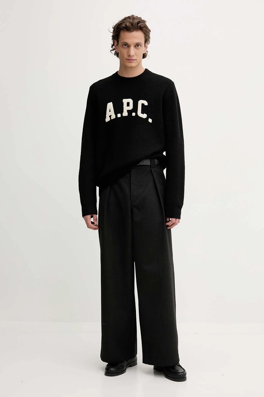 A.P.C. sweter wełniany pull jay WVBDK.H23458 czarny AW25
