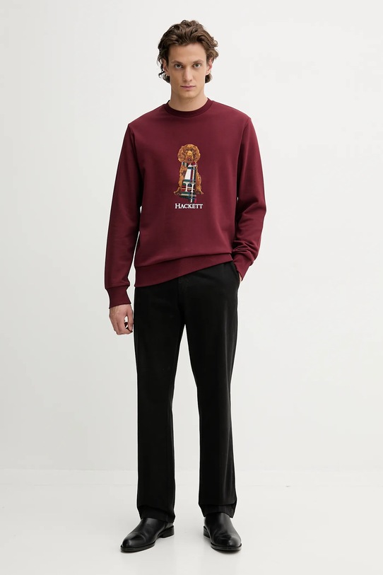 Hackett London bluza bawełniana HM5800015 bordowy AW25