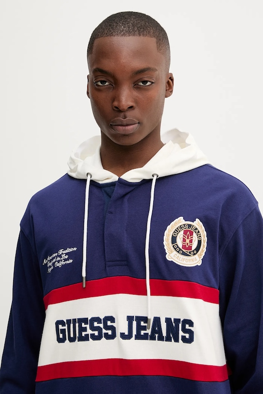 Guess Jeans bluza bawełniana niebieski M5YP08.KCYM1