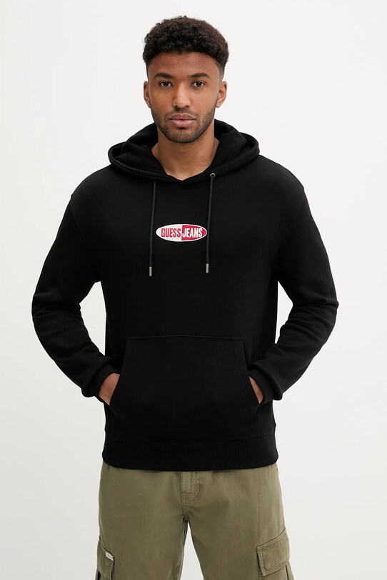 Guess Jeans felpa in cotone con nero M5YQ02.KCPR1