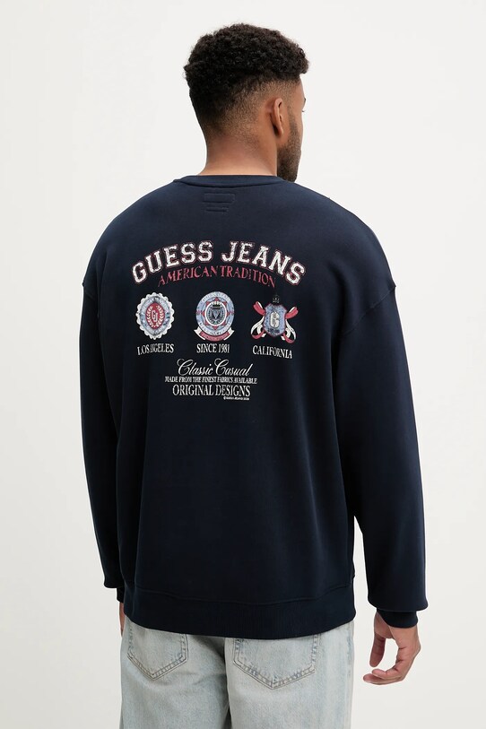 Guess Jeans felpa in cotone senza blu navy M5YQ13.KCPR1