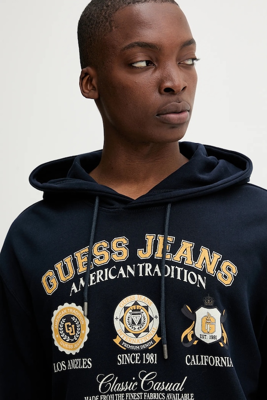 Памучен суичър Guess Jeans тъмносин M5YQ18.KCPR1