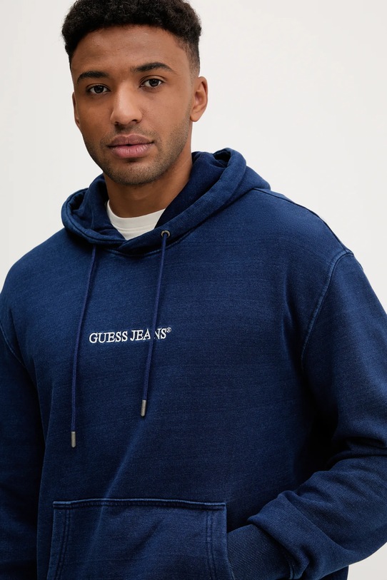 Βαμβακερή μπλούζα Guess Jeans σκούρο μπλε M5YQ27.KCXQ1