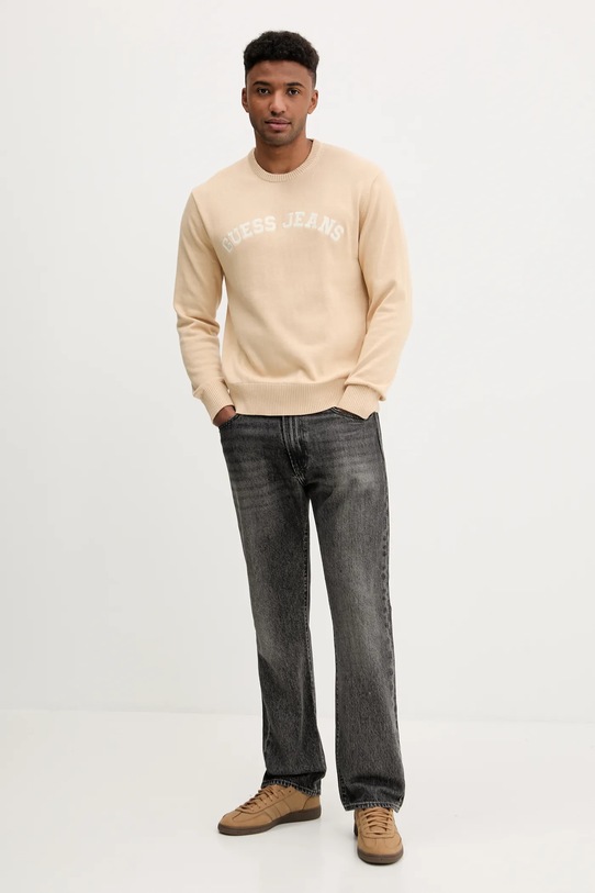 Βαμβακερό πουλόβερ Guess Jeans M5YR18.Z3HM1 μπεζ AW25