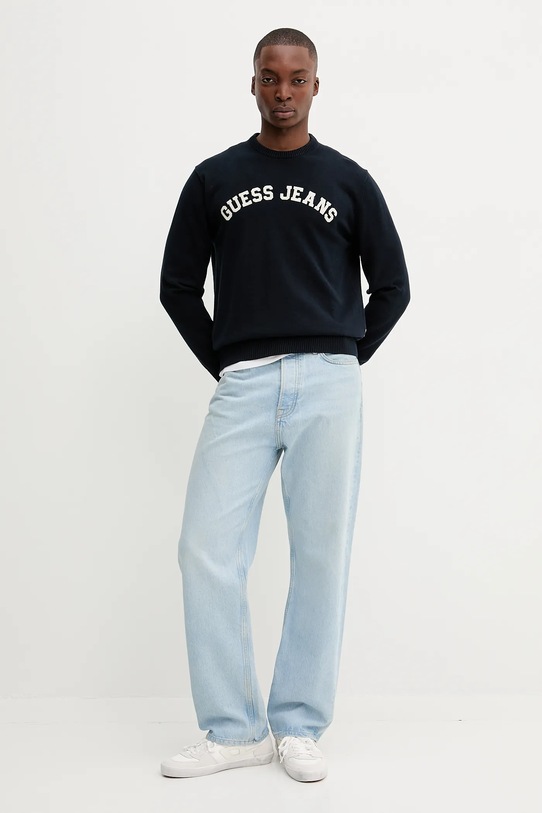 Bombažen pulover Guess Jeans M5YR18.Z3HM1 mornarsko modra AW25