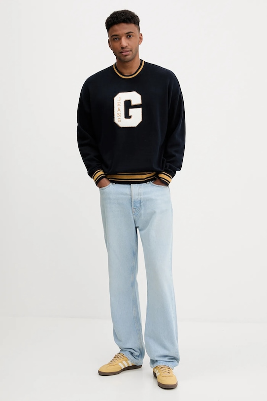 Памучен пуловер Guess Jeans M5YR21.Z3HM1 тъмносин AW25