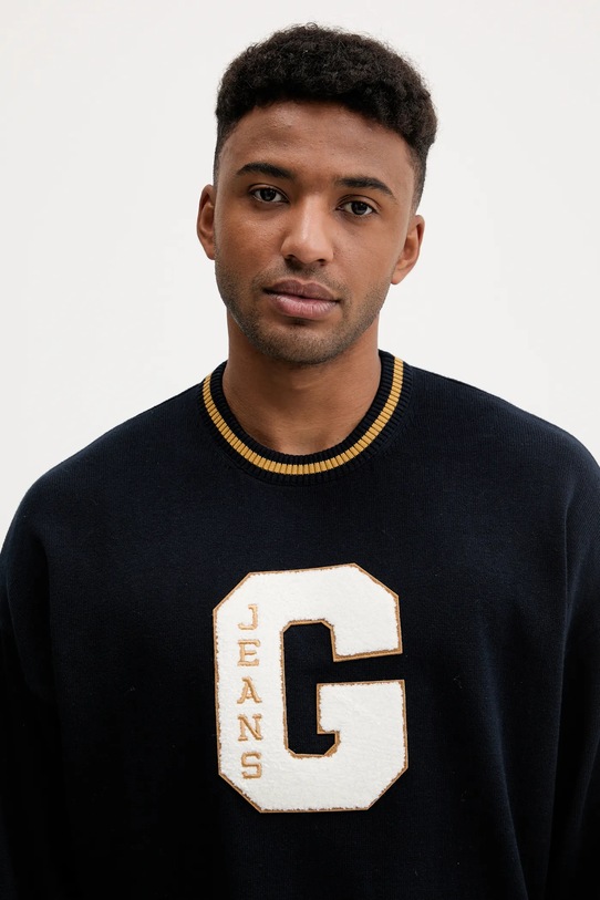 Памучен пуловер Guess Jeans тъмносин M5YR21.Z3HM1