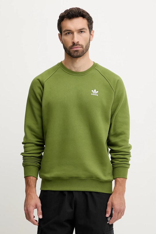 Mikina adidas Originals Essentials bez kapuce zelená JW3523
