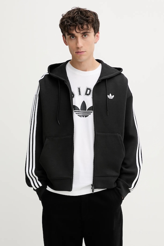 adidas Originals bluză Spacer Hoodie imprimeu negru JX1507