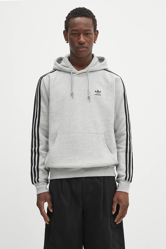 adidas Originals bluza 3-Stripes z kapturem szary JY1376