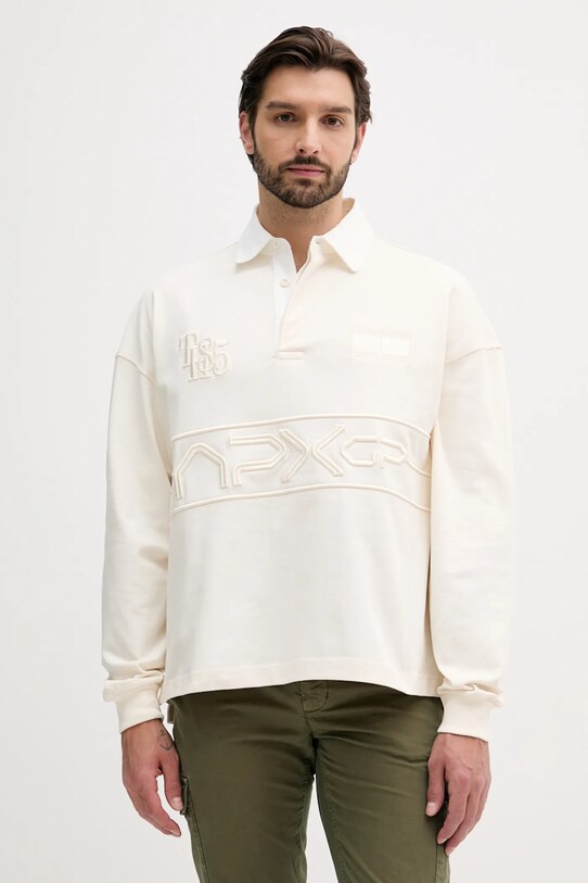 Tommy Hilfiger hanorac de bumbac x F1 THE MOVIE imprimeu bej MW0MW41388
