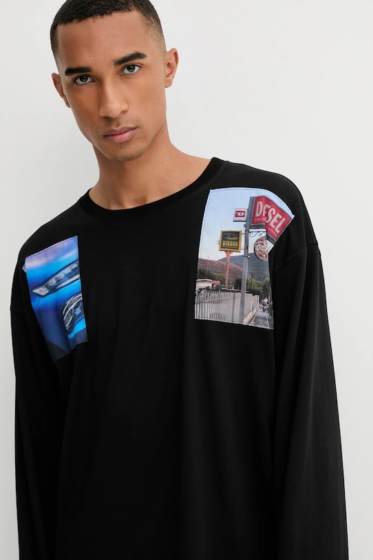 Diesel longsleeve din bumbac T-BOXT-LS-T5 negru A19468.0PLAT