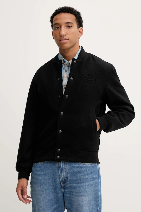 Diesel kurtka bomber z dodatkiem wełny J-ARRY bez kaptura czarny A19582.0PJBI
