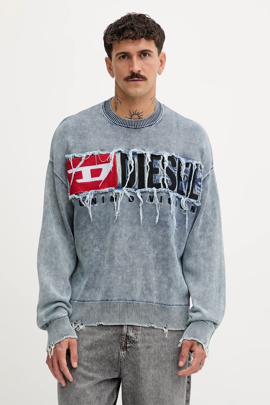 Diesel bluza bawełniana K-FRONZI aplikacja niebieski A18915.0KICC