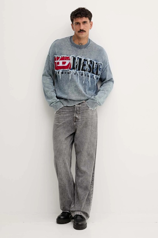 Diesel bluza bawełniana K-FRONZI A18915.0KICC niebieski AW25