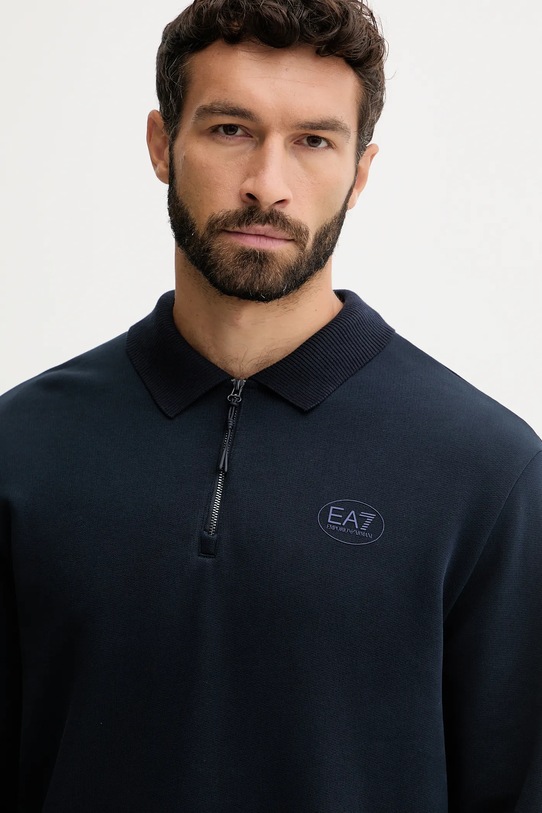 Bavlněná mikina EA7 Emporio Armani námořnická modř AF12661.7M000883