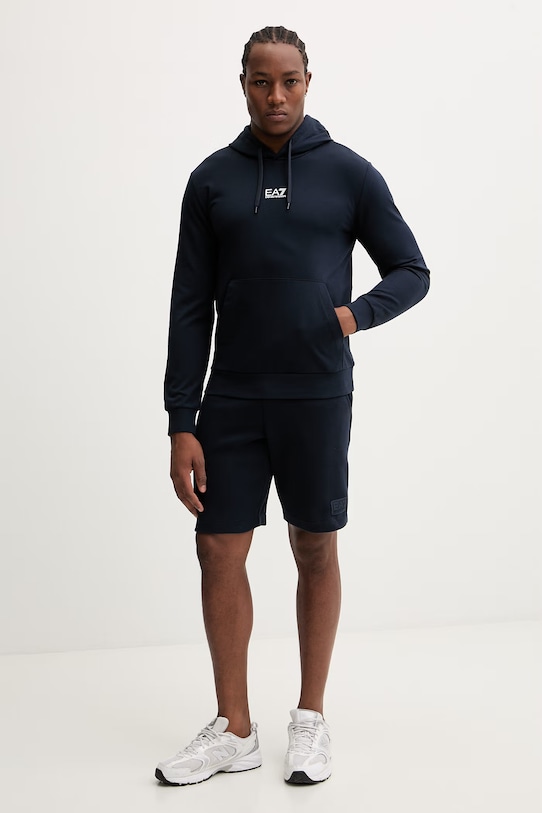 Bombažen pulover EA7 Emporio Armani PJVRZ.8NPM32 mornarsko modra SS26